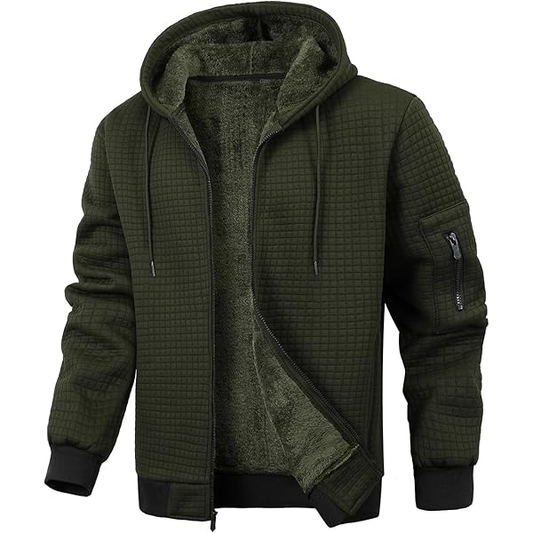 Amazon.com: ZITY Men's Zip Up Hoodie Sherpa Lined Heavyweight